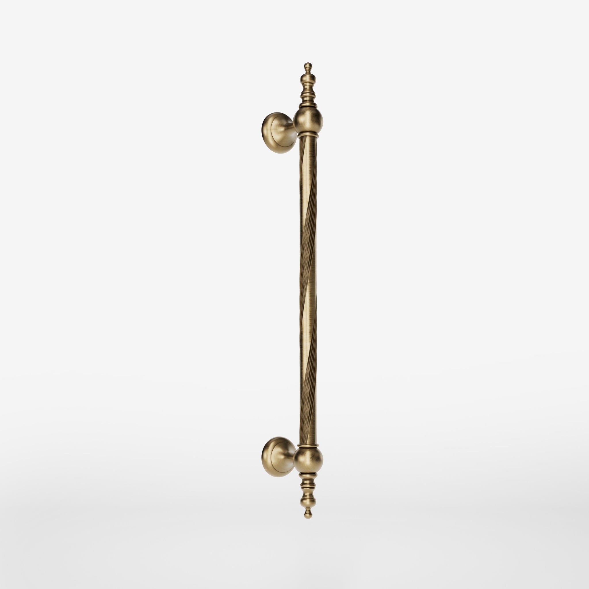 Elegant brass pull handle with decorative motifs, ideal for prestigious doors by Ghidini 1849 - Finish: OBS Bronze Satin Brass