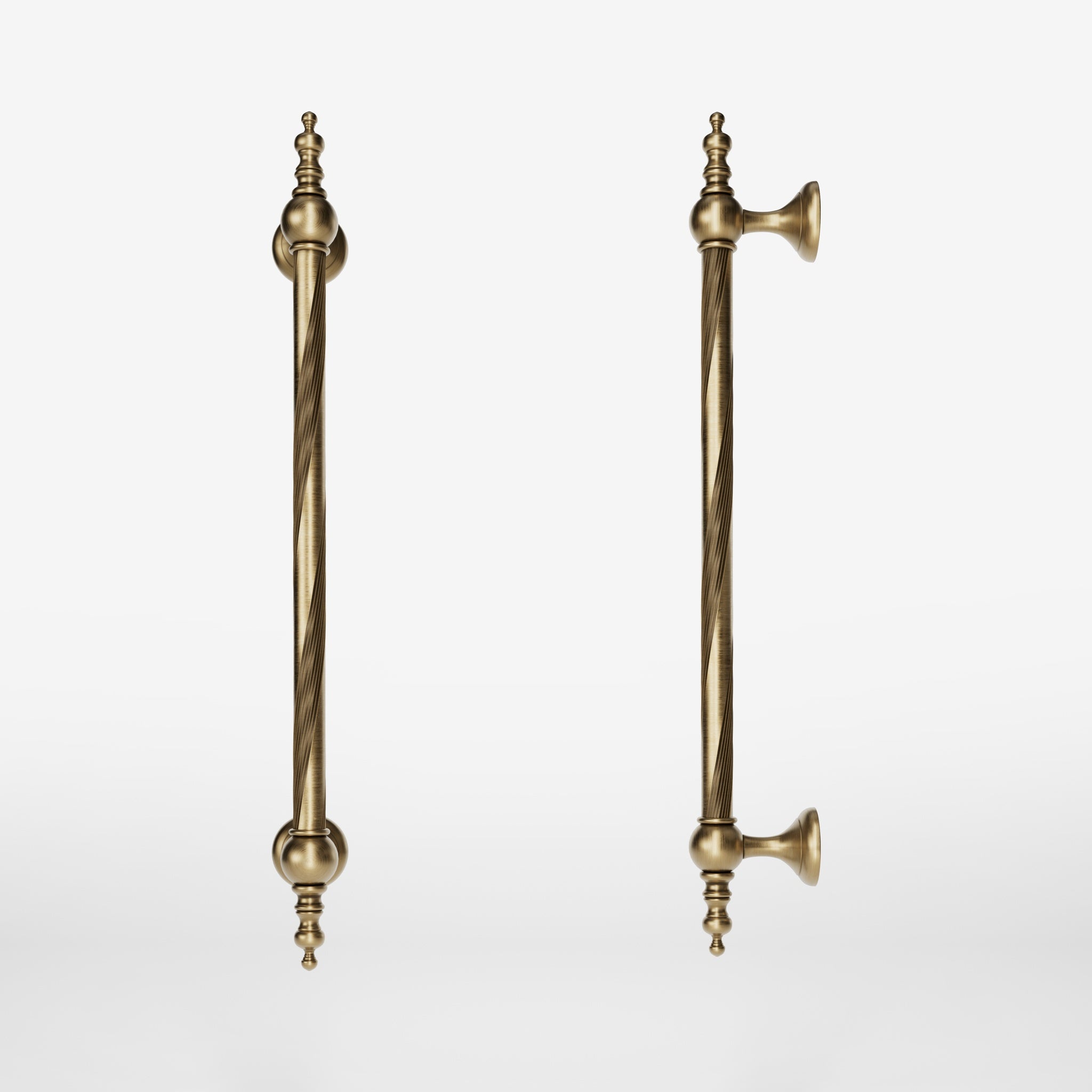 Elegant brass pull handle with decorative motifs, ideal for prestigious doors by Ghidini 1849 - Finish: OBS Bronze Satin Brass