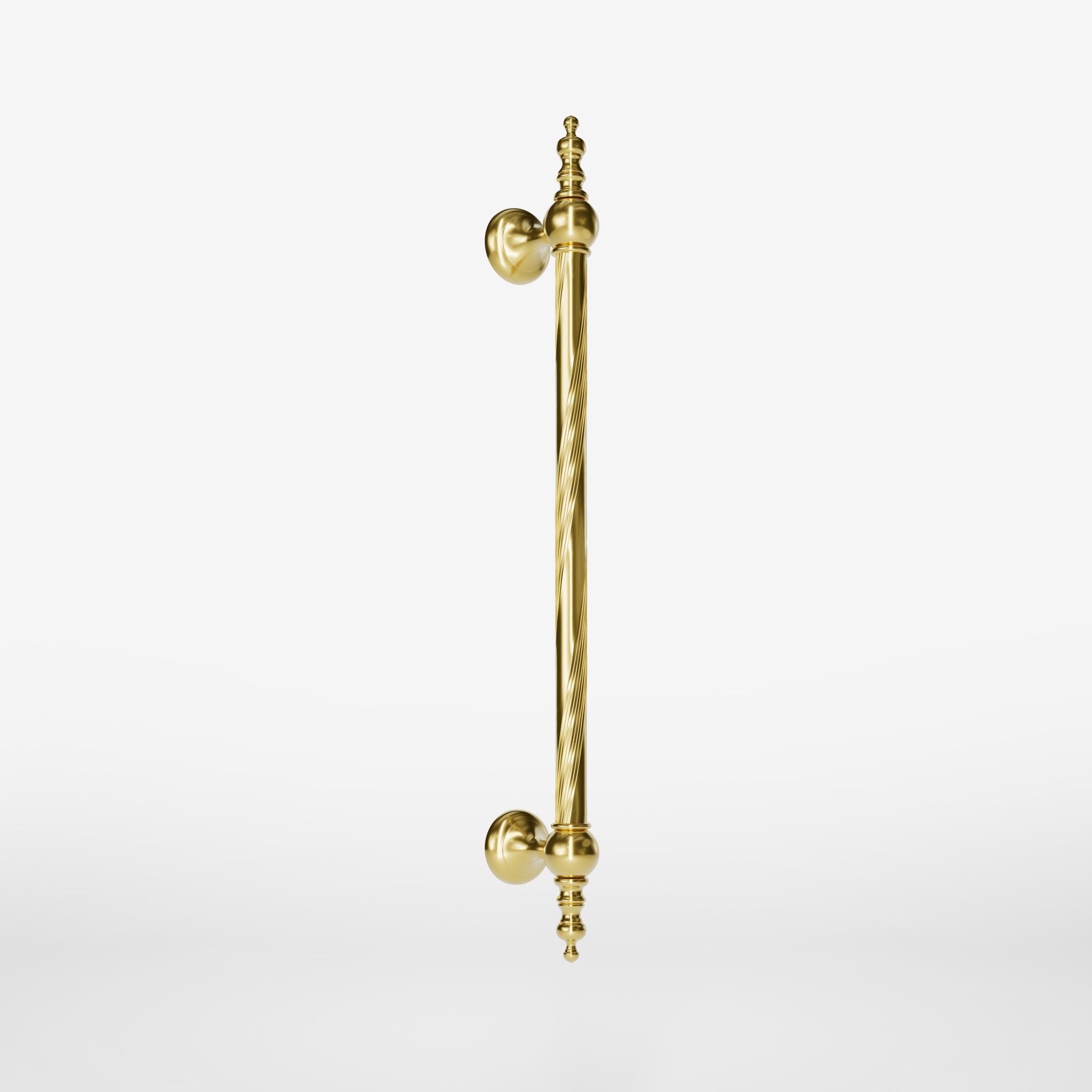 Elegant brass pull handle with decorative motifs, ideal for prestigious doors by Ghidini 1849 - Finish: OLV Polished Brass