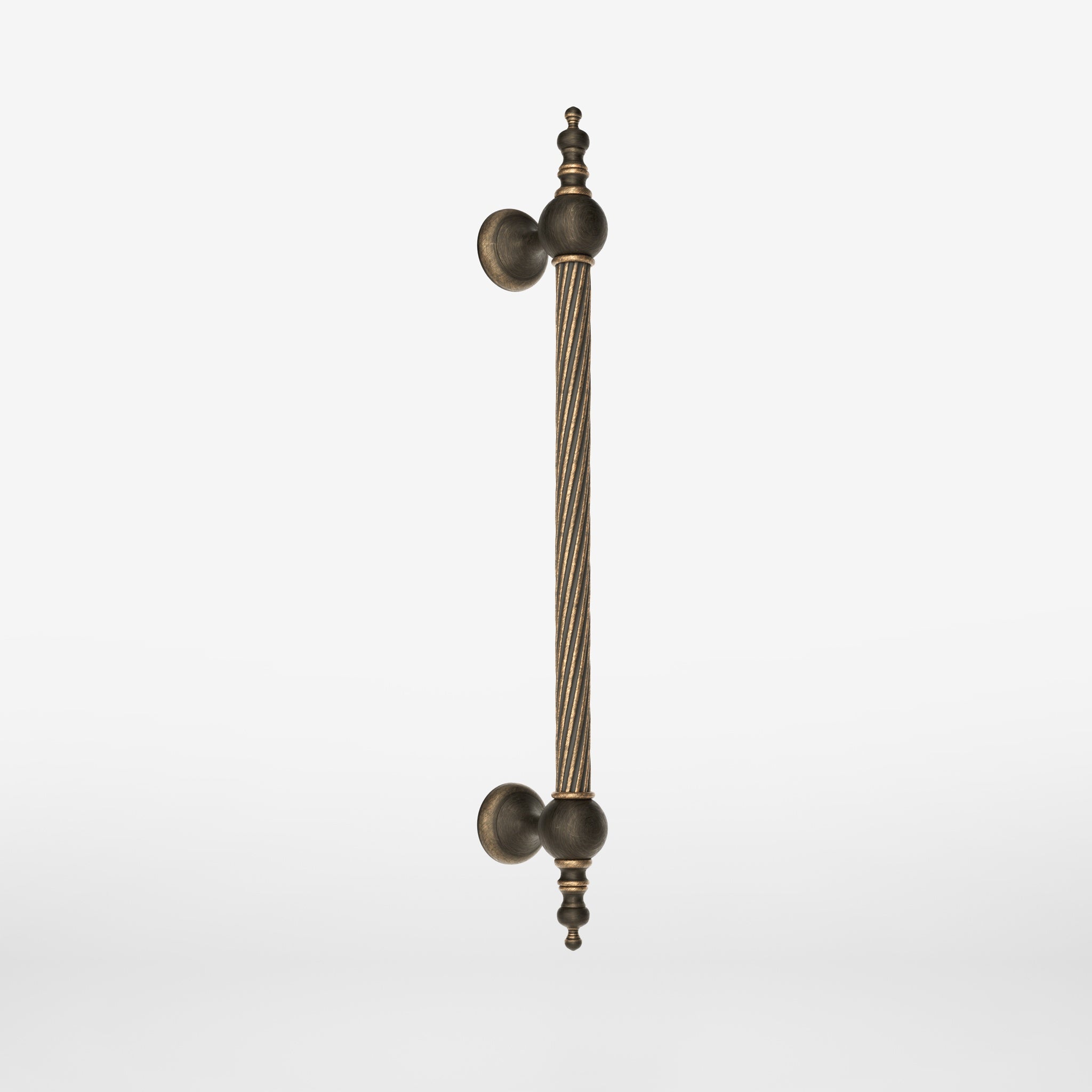 Brass pull handle with a twisted shaft, classic and elegant design, ideal for exclusive entrances by Ghidini 1849 - Finish: OBM Bronze Satin Matt Brass