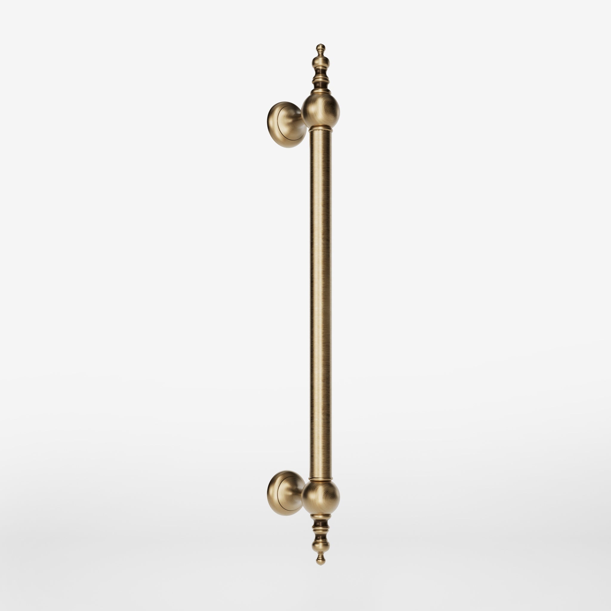 Decorative brass pull handle for high-end doors with turned details and classic craftsmanship, Made in Italy by Ghidini 1849 - Finish: OBS Bronze Satin Brass