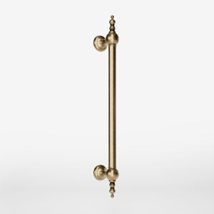 Decorative brass pull handle for high-end doors with turned details and classic craftsmanship, Made in Italy by Ghidini 1849 - Finish: OBS Bronze Satin Brass