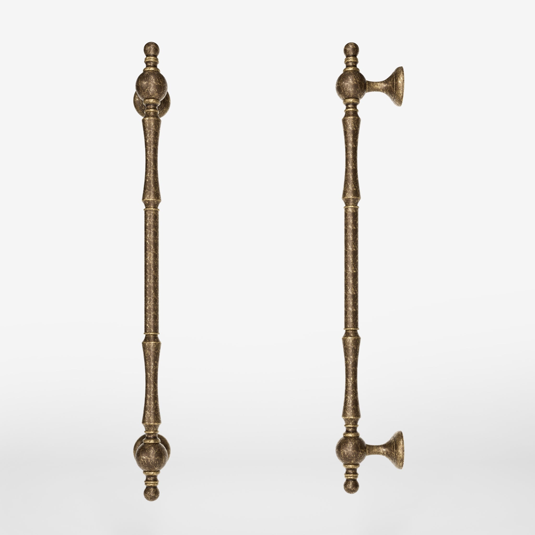 Decorative brass pull handle for classic doors with turned details and artisanal Made in Italy quality by Ghidini 1849 - Finish: OAS Antique Brass