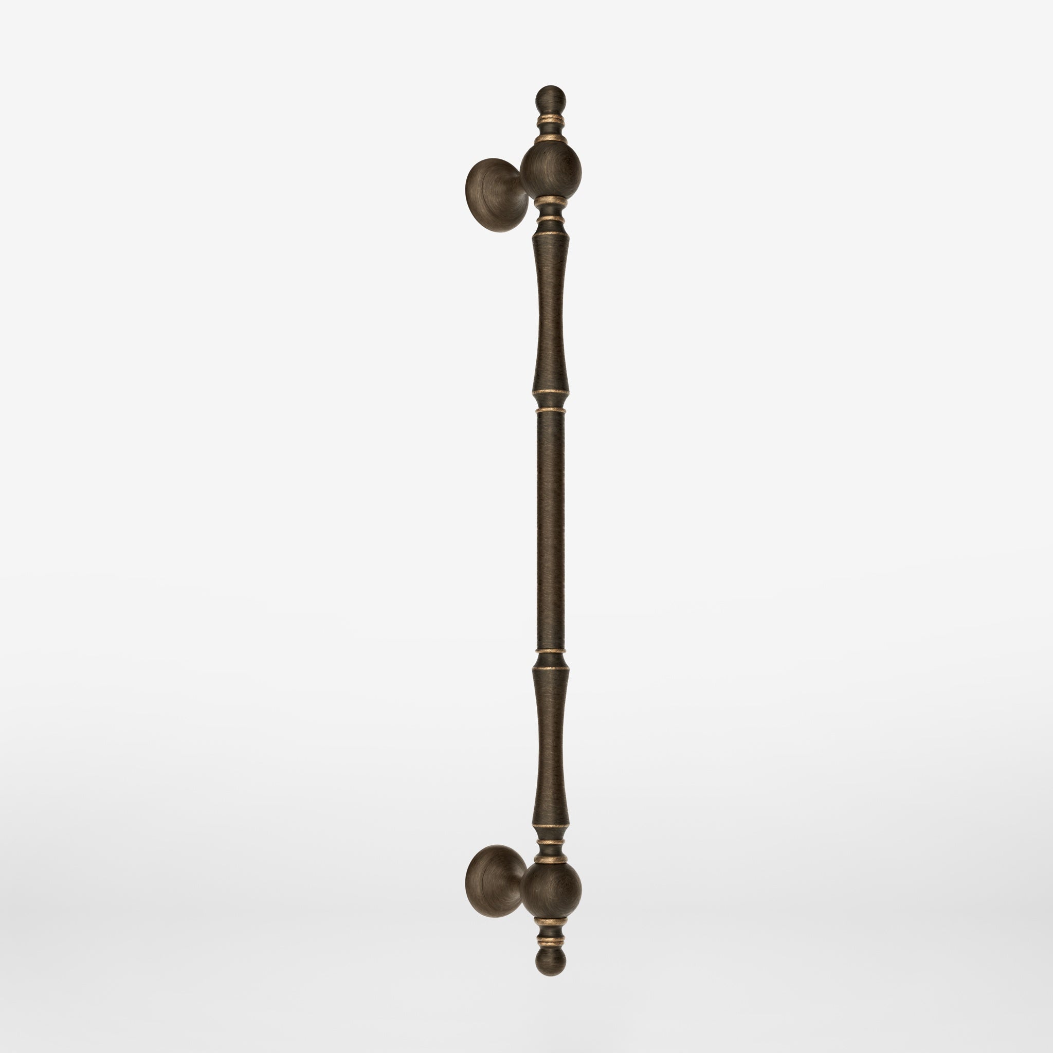 Decorative brass pull handle for classic doors with turned details and artisanal Made in Italy quality by Ghidini 1849 - Finish: OBM Bronze Satin Matt Brass