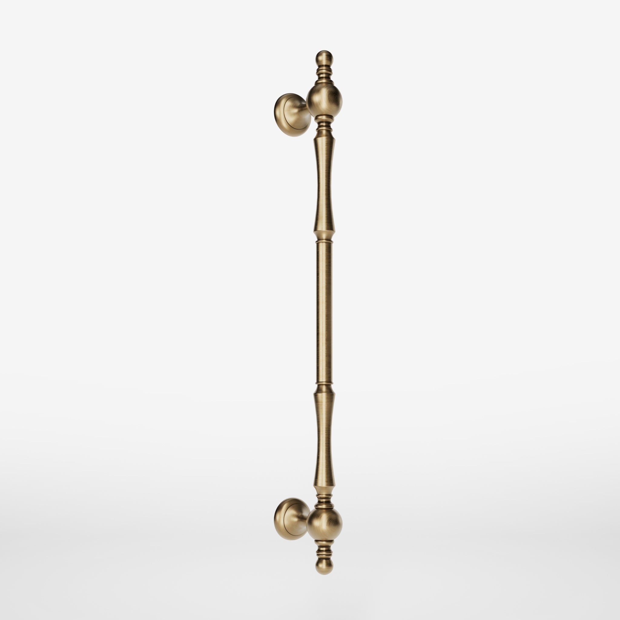 Decorative brass pull handle for classic doors with turned details and artisanal Made in Italy quality by Ghidini 1849 - Finish: OBS Bronze Satin Brass