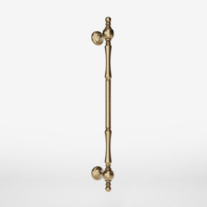 Decorative brass pull handle for classic doors with turned details and artisanal Made in Italy quality by Ghidini 1849 - Finish: OBS Bronze Satin Brass