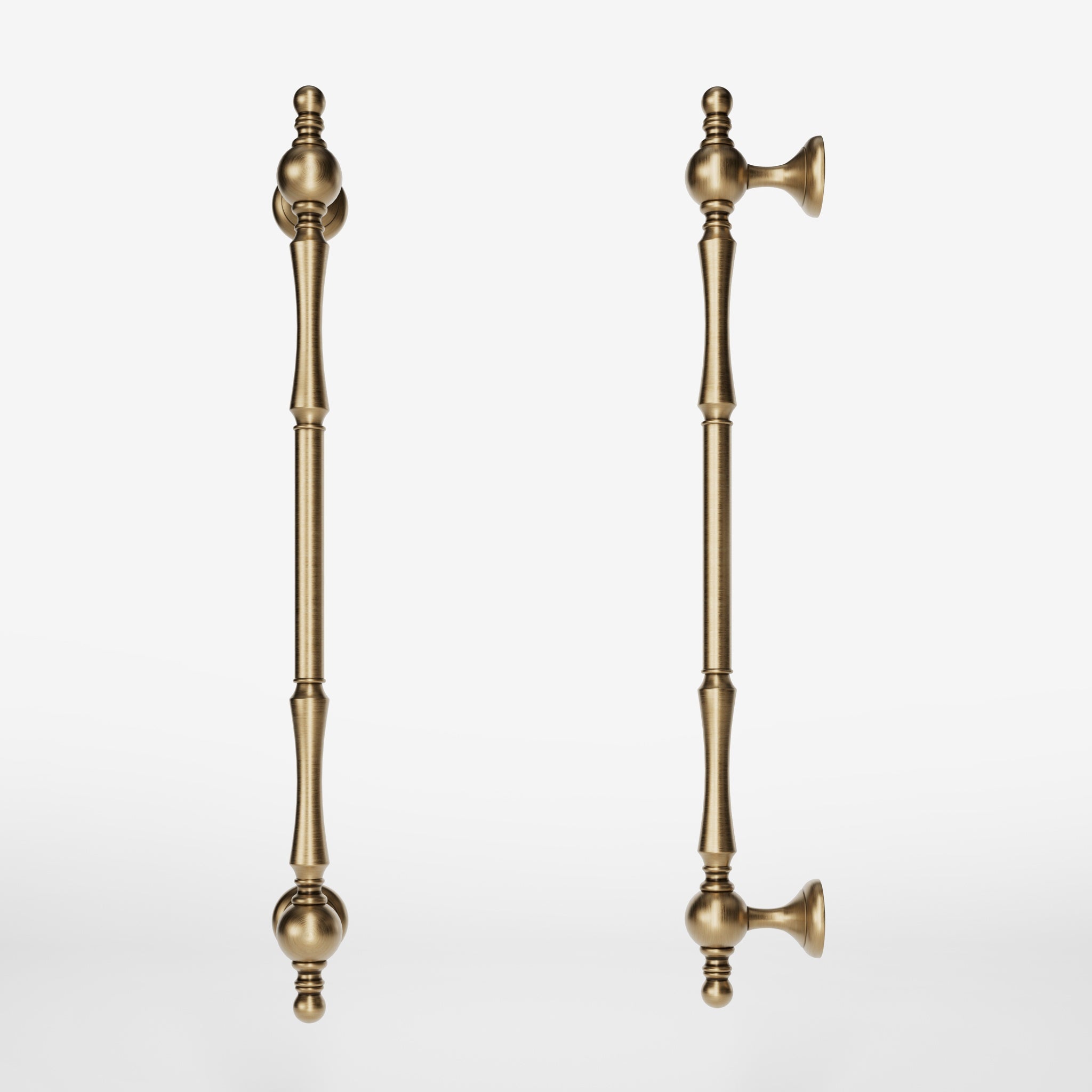 Decorative brass pull handle for classic doors with turned details and artisanal Made in Italy quality by Ghidini 1849 - Finish: OBS Bronze Satin Brass