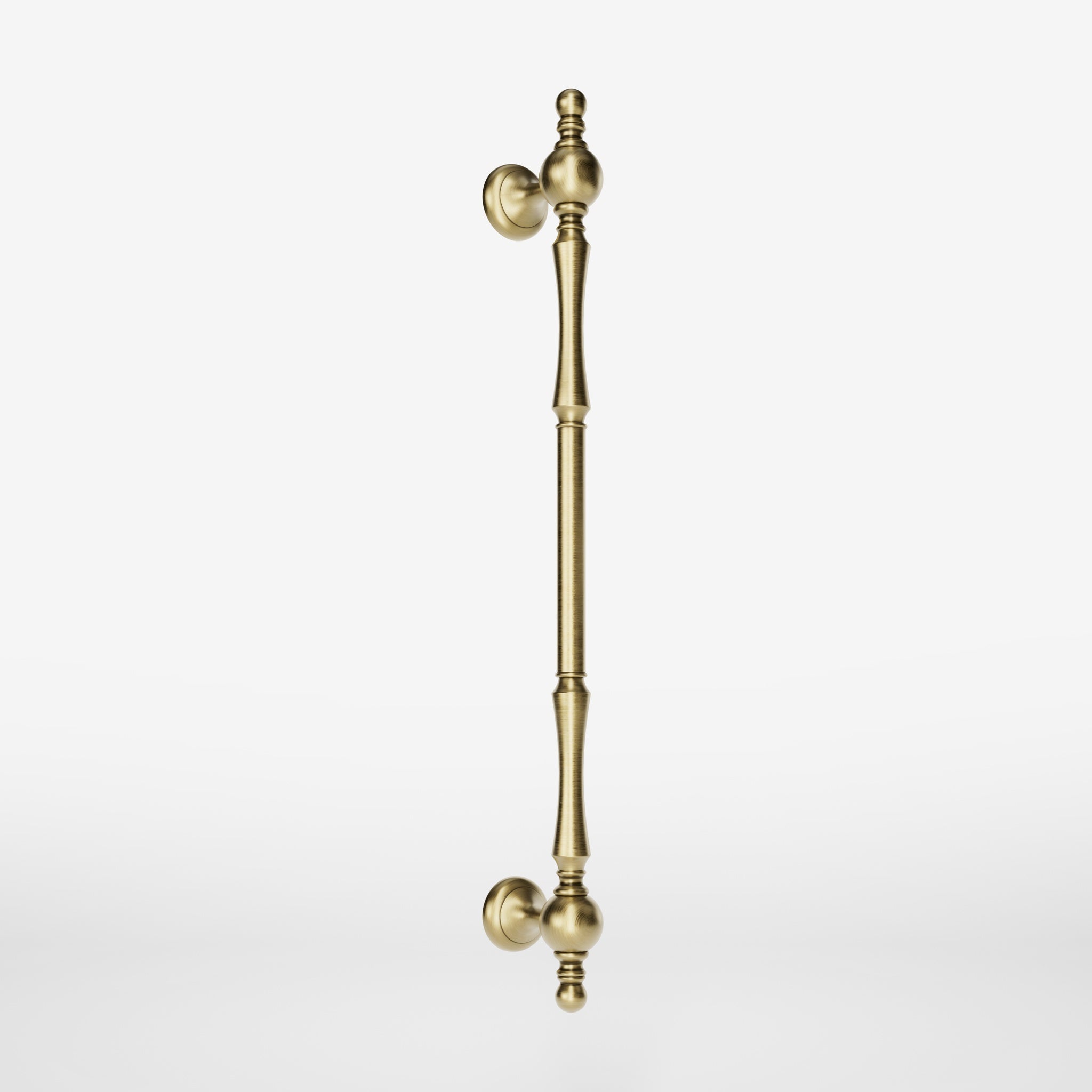 Decorative brass pull handle for classic doors with turned details and artisanal Made in Italy quality by Ghidini 1849 - Finish: OBV Bronze Satin Light Brass