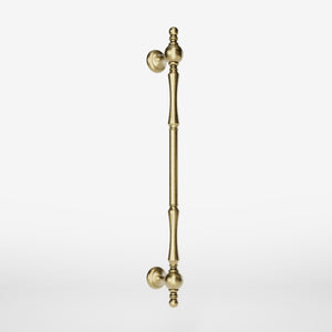 Decorative brass pull handle for classic doors with turned details and artisanal Made in Italy quality by Ghidini 1849 - Finish: OBV Bronze Satin Light Brass