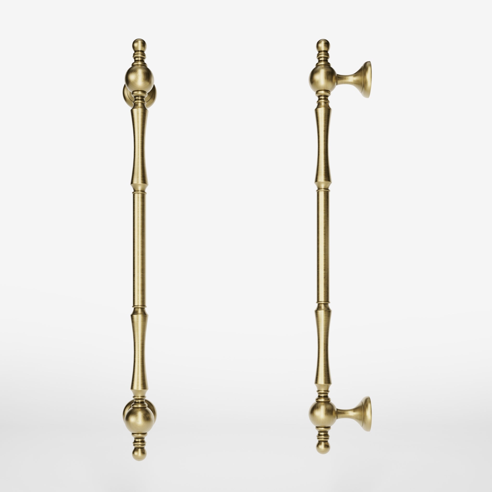 Decorative brass pull handle for classic doors with turned details and artisanal Made in Italy quality by Ghidini 1849 - Finish: OBV Bronze Satin Light Brass