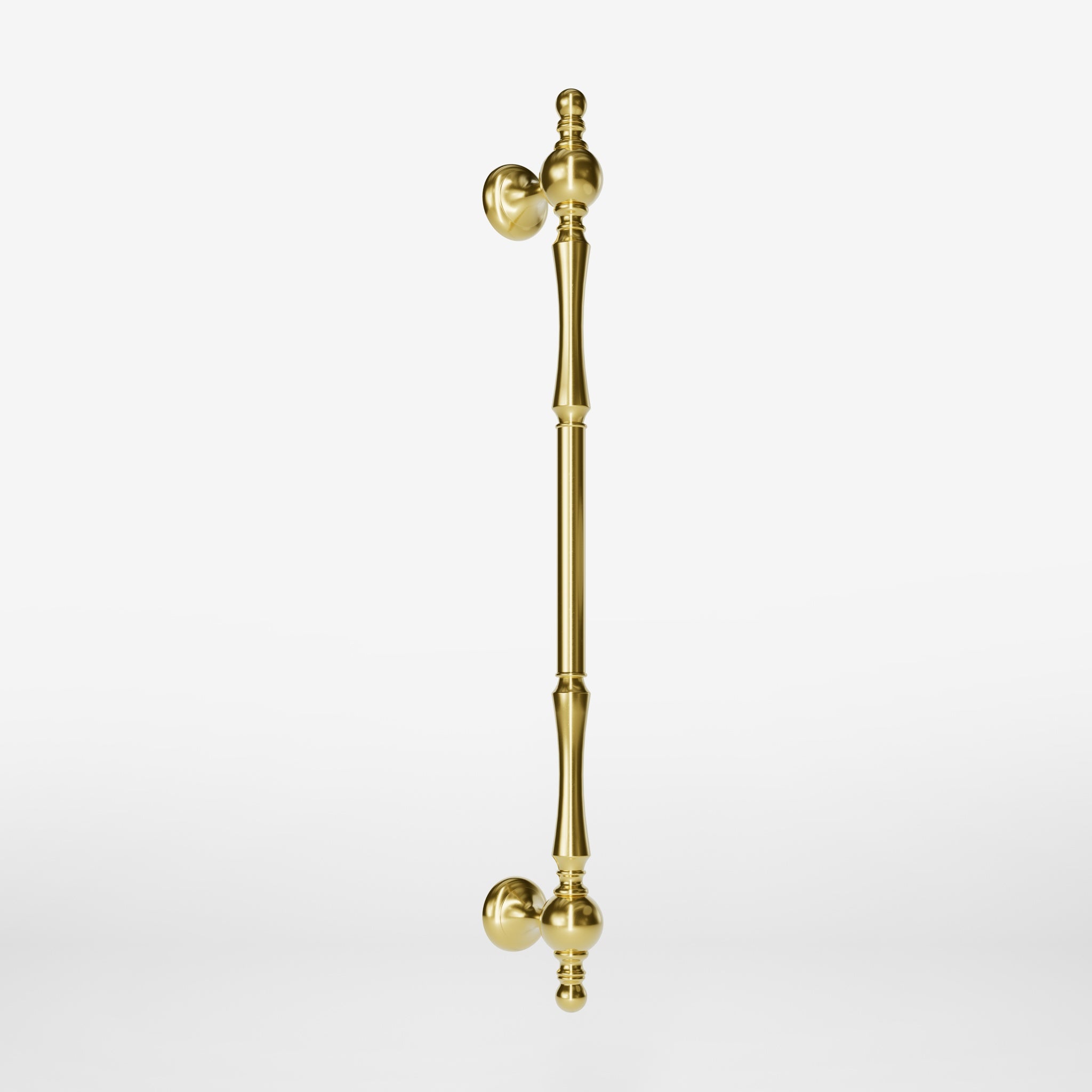 Decorative brass pull handle for classic doors with turned details and artisanal Made in Italy quality by Ghidini 1849 - Finish: OLV Polished Brass