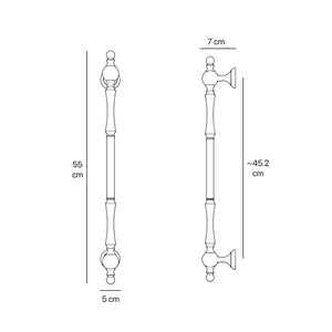 Decorative brass pull handle for classic doors with turned details and artisanal Made in Italy quality by Ghidini 1849