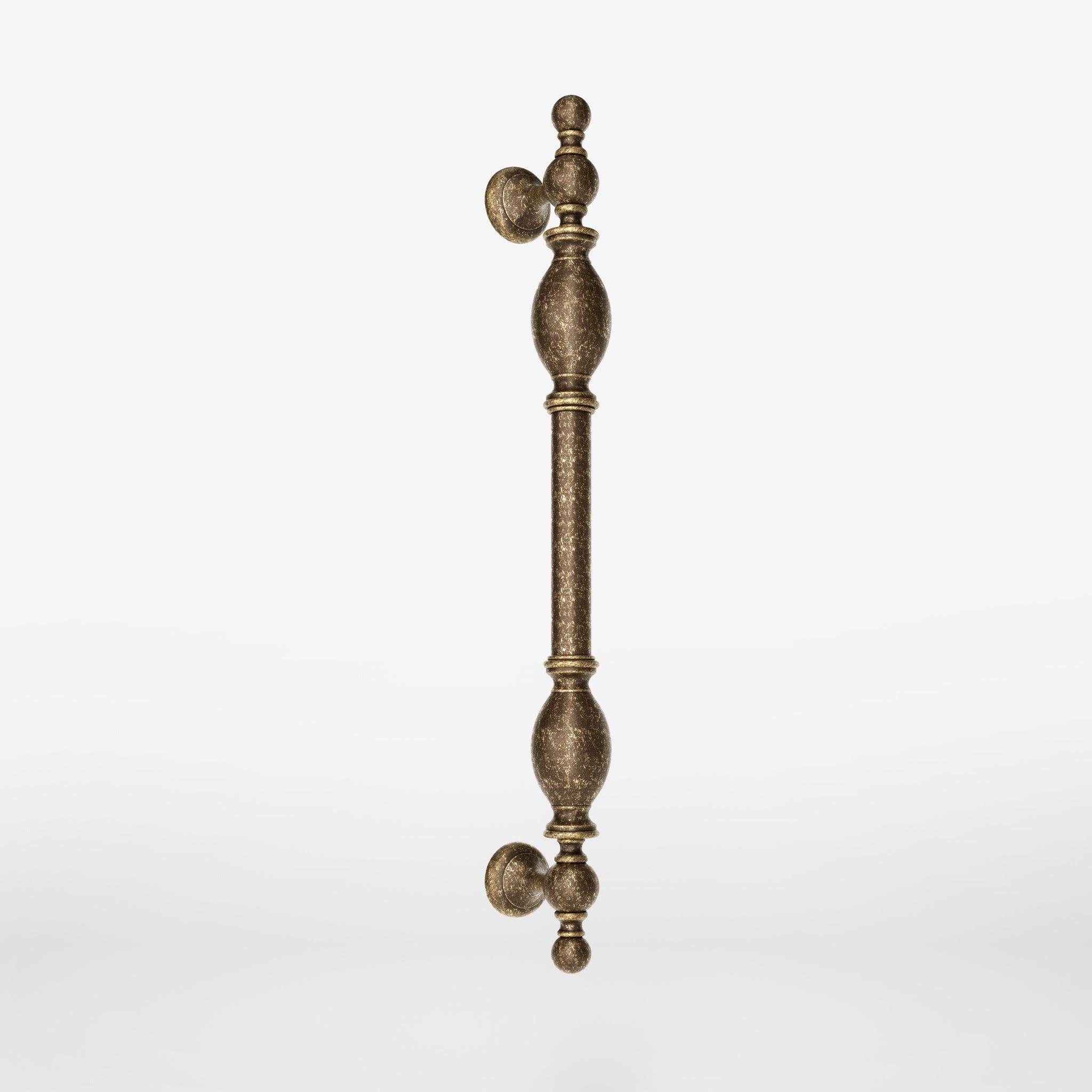 Decorative brass pull handle with classic turned details for elegant entrances and doors by Ghidini 1849 - Finish: OAS Antique Brass