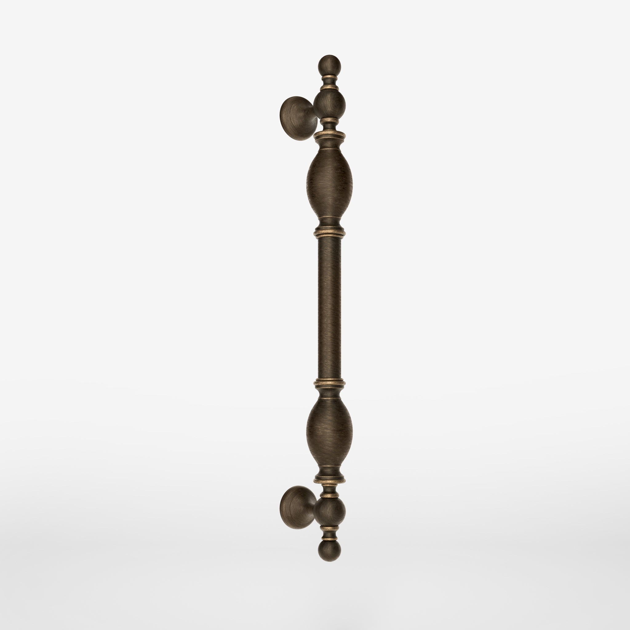 Decorative brass pull handle with classic turned details for elegant entrances and doors by Ghidini 1849 - Finish: OBM Bronze Satin Matt Brass