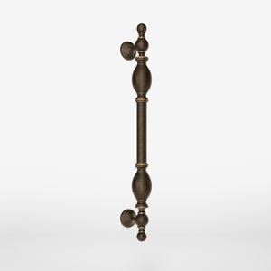 Decorative brass pull handle with classic turned details for elegant entrances and doors by Ghidini 1849 - Finish: OBM Bronze Satin Matt Brass