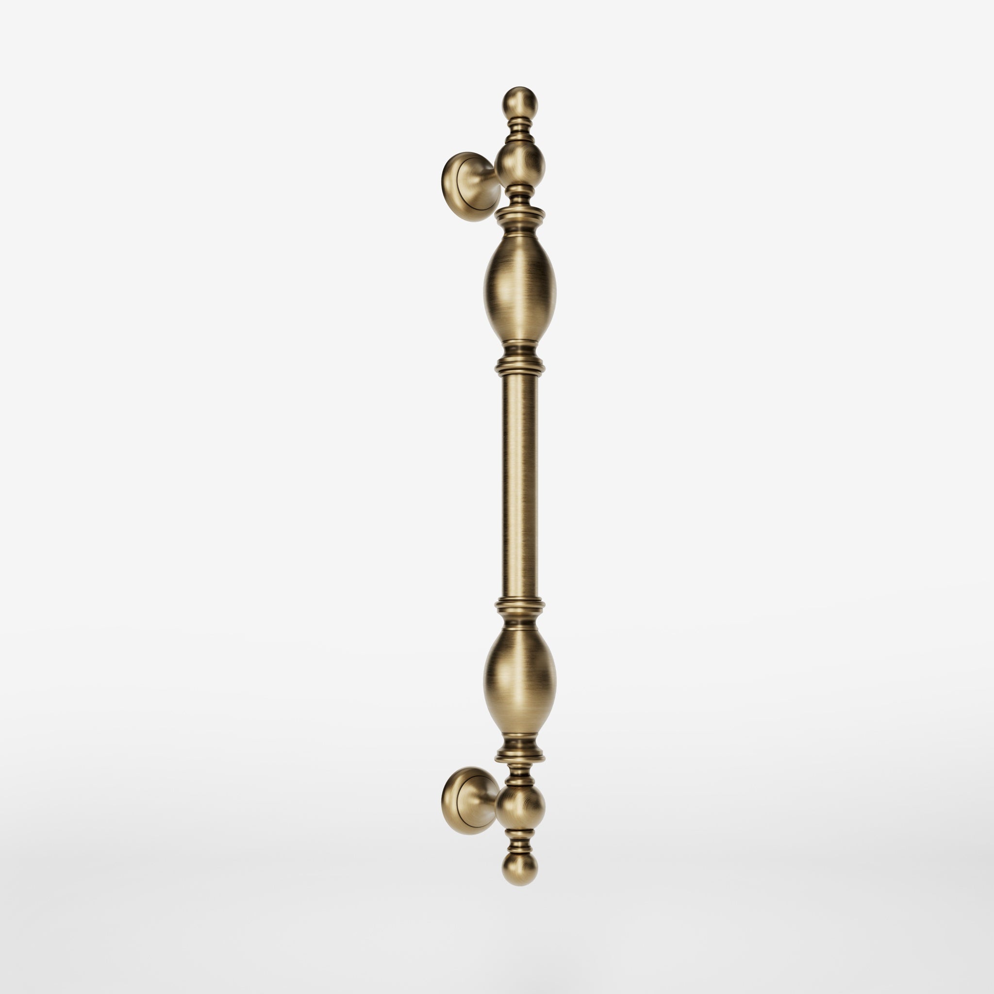 Decorative brass pull handle with classic turned details for elegant entrances and doors by Ghidini 1849 - Finish: OBS Bronze Satin Brass