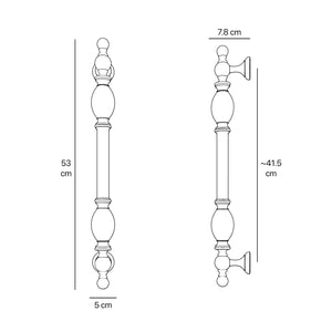 Decorative brass pull handle with classic turned details for elegant entrances and doors by Ghidini 1849