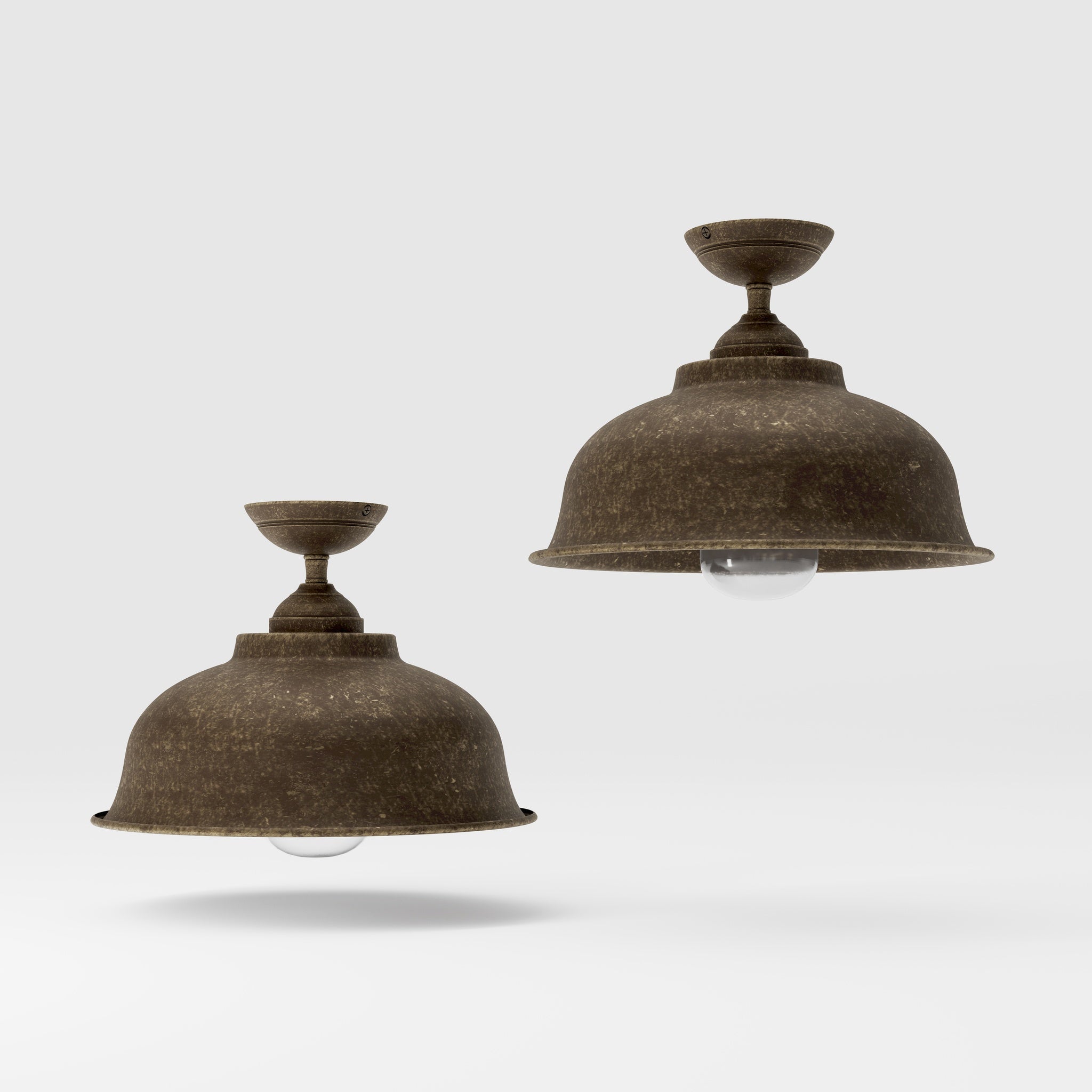 Vintage brass and glass ceiling light with curved shade, outdoor lighting by Ghidini 1849 - Finish: OAS Antique Brass