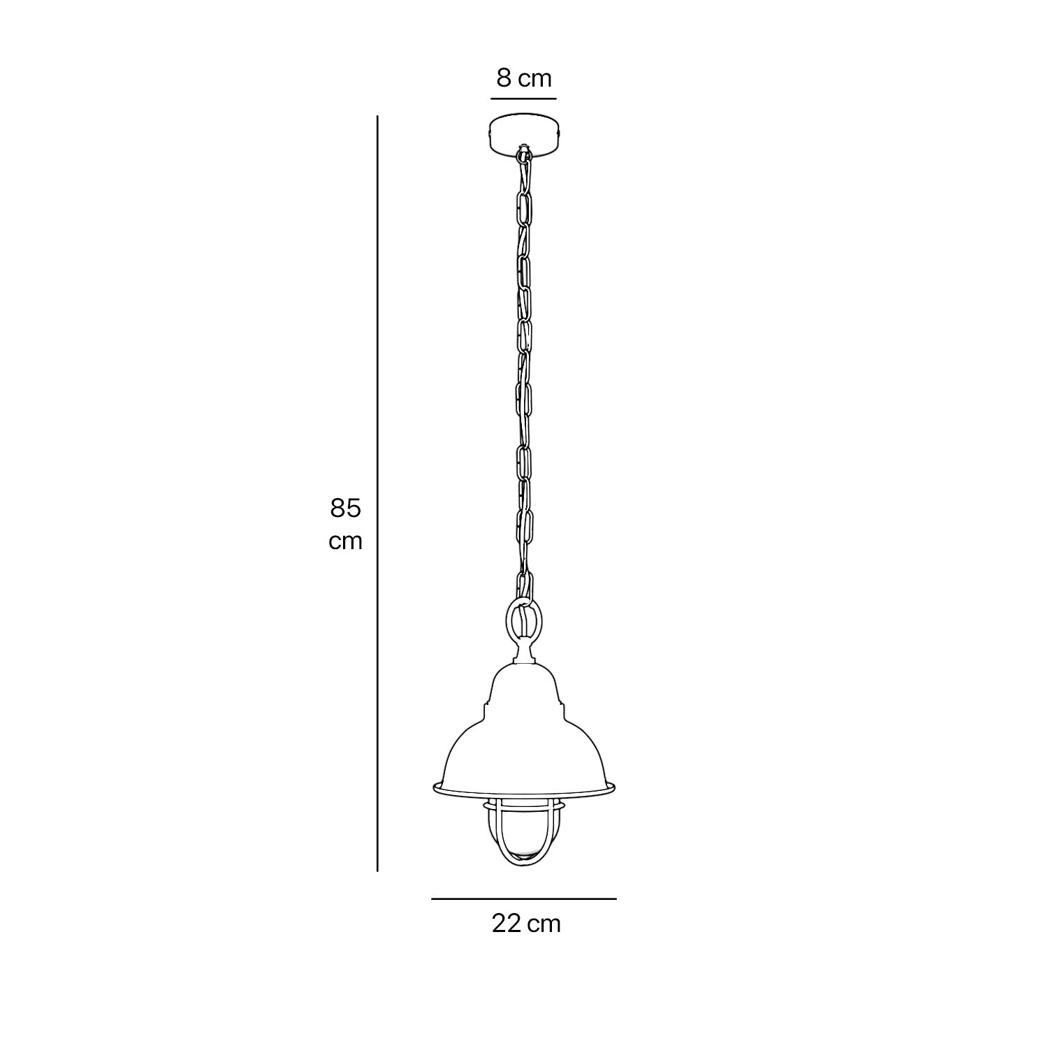 Industrial brass pendant light for outdoor spaces with caged glass by Ghidini 1849
