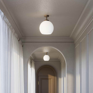 Brass ceiling lamp with frosted globe, minimalist and elegant design, perfect for refined interiors - Finish: OBM Bronze Satin Matt Brass