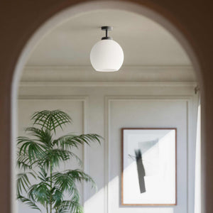 Brass ceiling lamp with frosted globe, minimalist and elegant design, perfect for refined interiors - Finish: OBR Dark Bronze