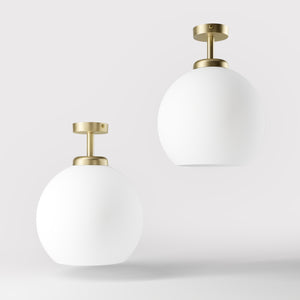 Brass ceiling lamp with frosted globe, minimalist and elegant design, perfect for refined interiors - Finish: OBV Bronze Satin Light Brass