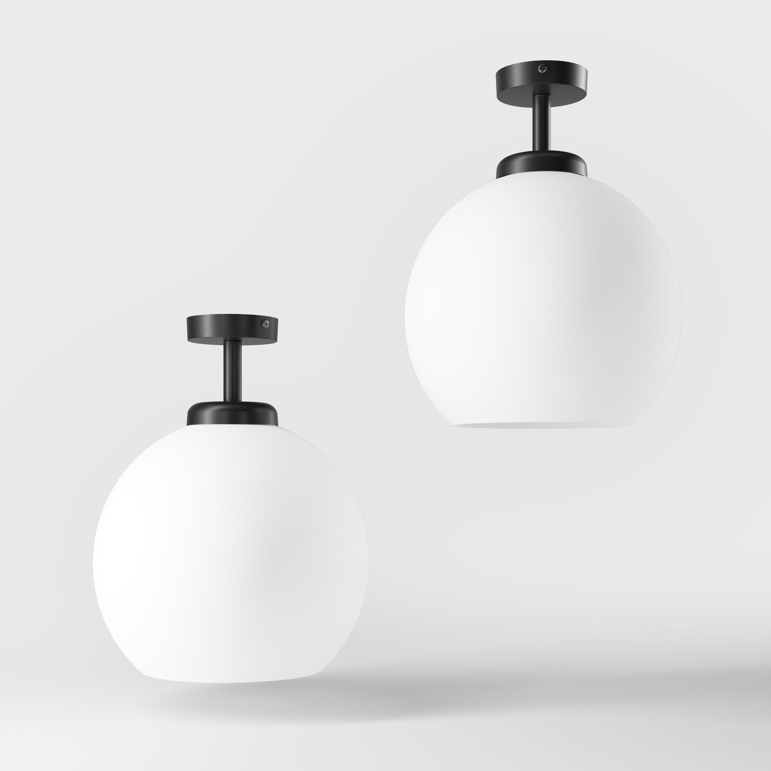 Brass ceiling lamp with frosted globe, minimalist and elegant design, perfect for refined interiors - Finish: ONO Matt Black