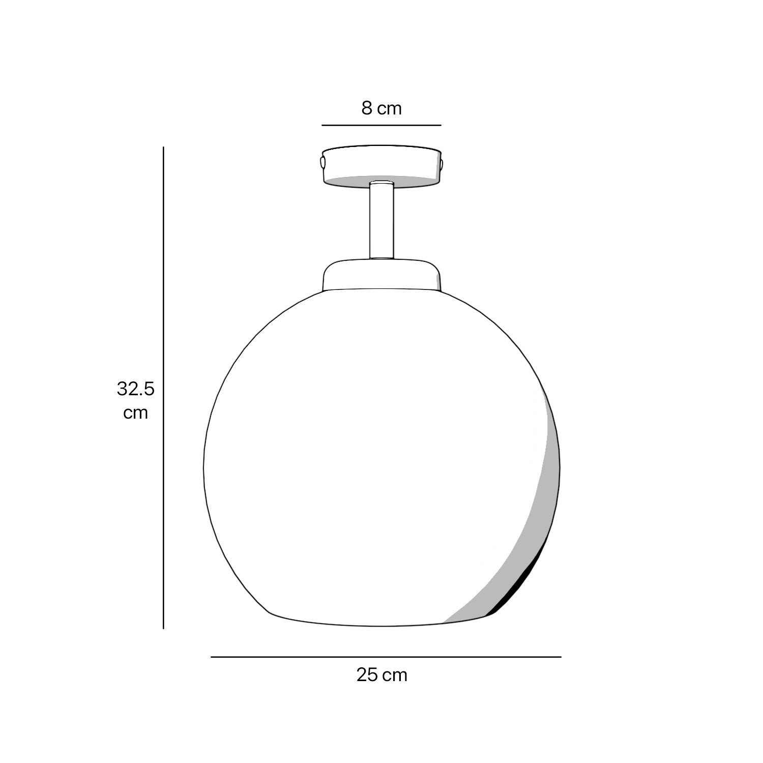 Brass ceiling lamp with frosted globe, minimalist and elegant design, perfect for refined interiors