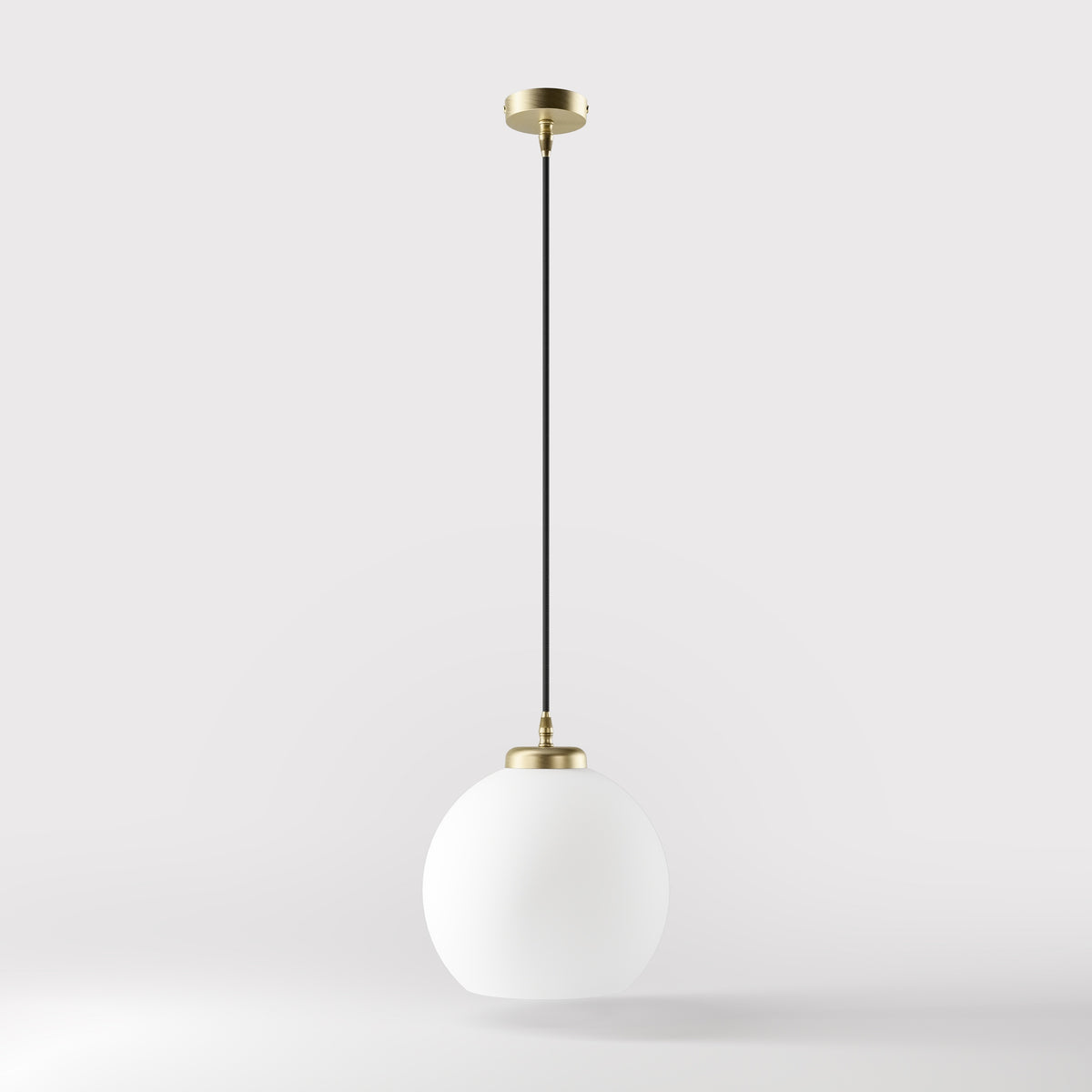 Suspension avec Globe en Verre Opalin Style Contemporain - OBV Bronze Laiton Clair Satiné