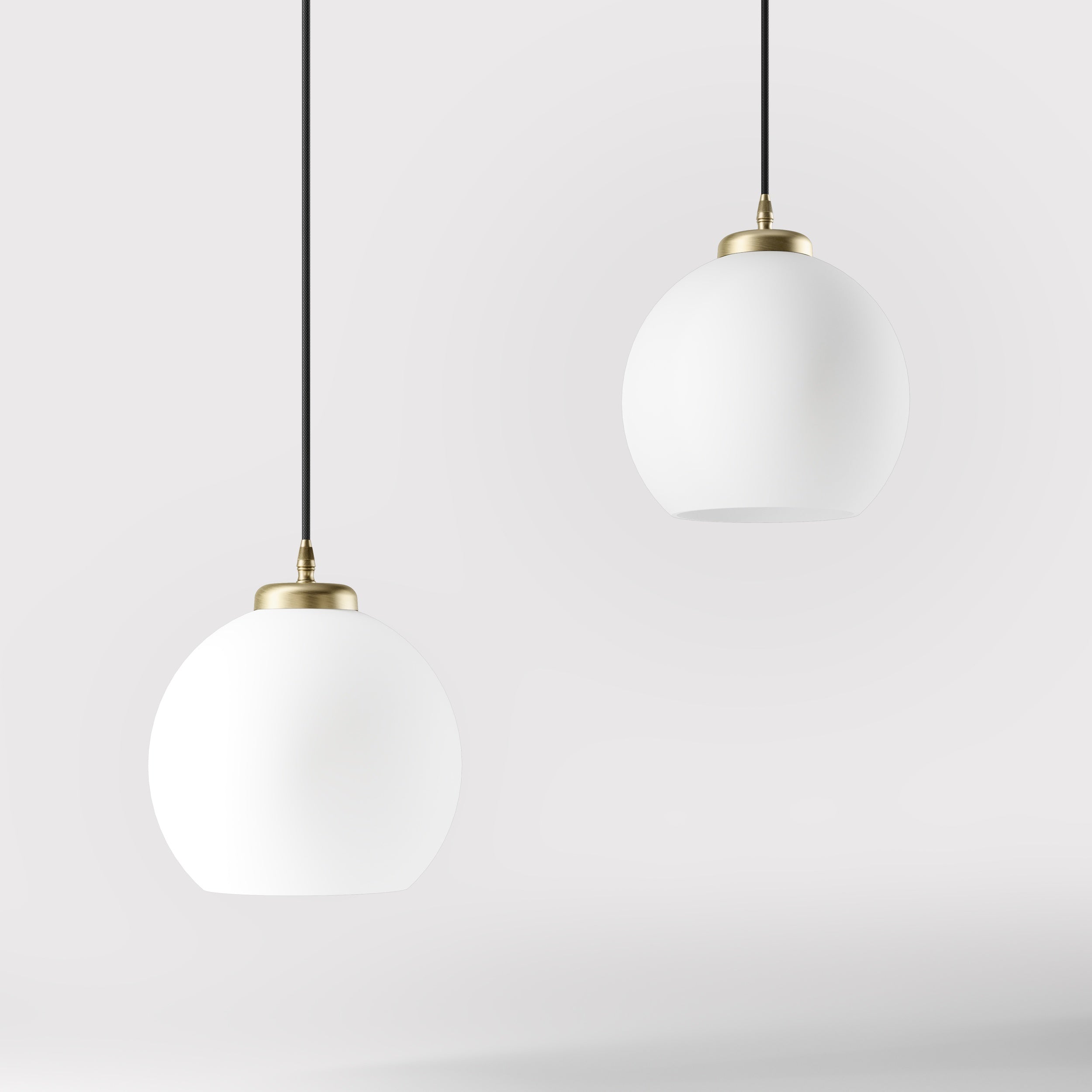 Pendant lamp with opal glass globe, diffused lighting and contemporary design for stylish interiors - Finish: OBV Bronze Satin Light Brass