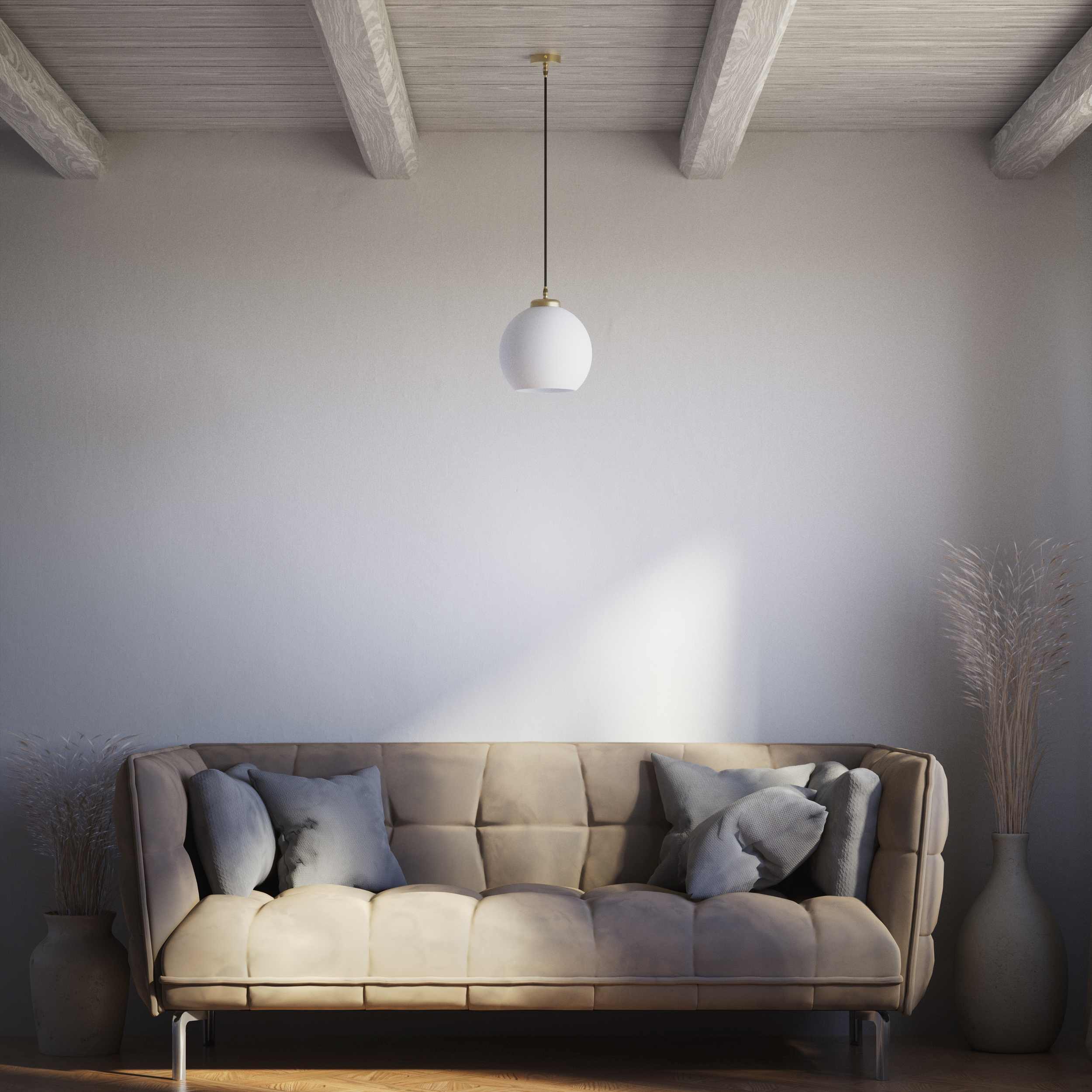 Pendant lamp with opal glass globe, diffused lighting and contemporary design for stylish interiors - Finish: OBV Bronze Satin Light Brass