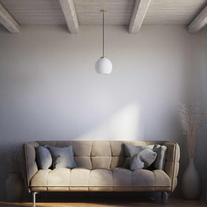 Pendant lamp with opal glass globe, diffused lighting and contemporary design for stylish interiors - Finish: OBV Bronze Satin Light Brass