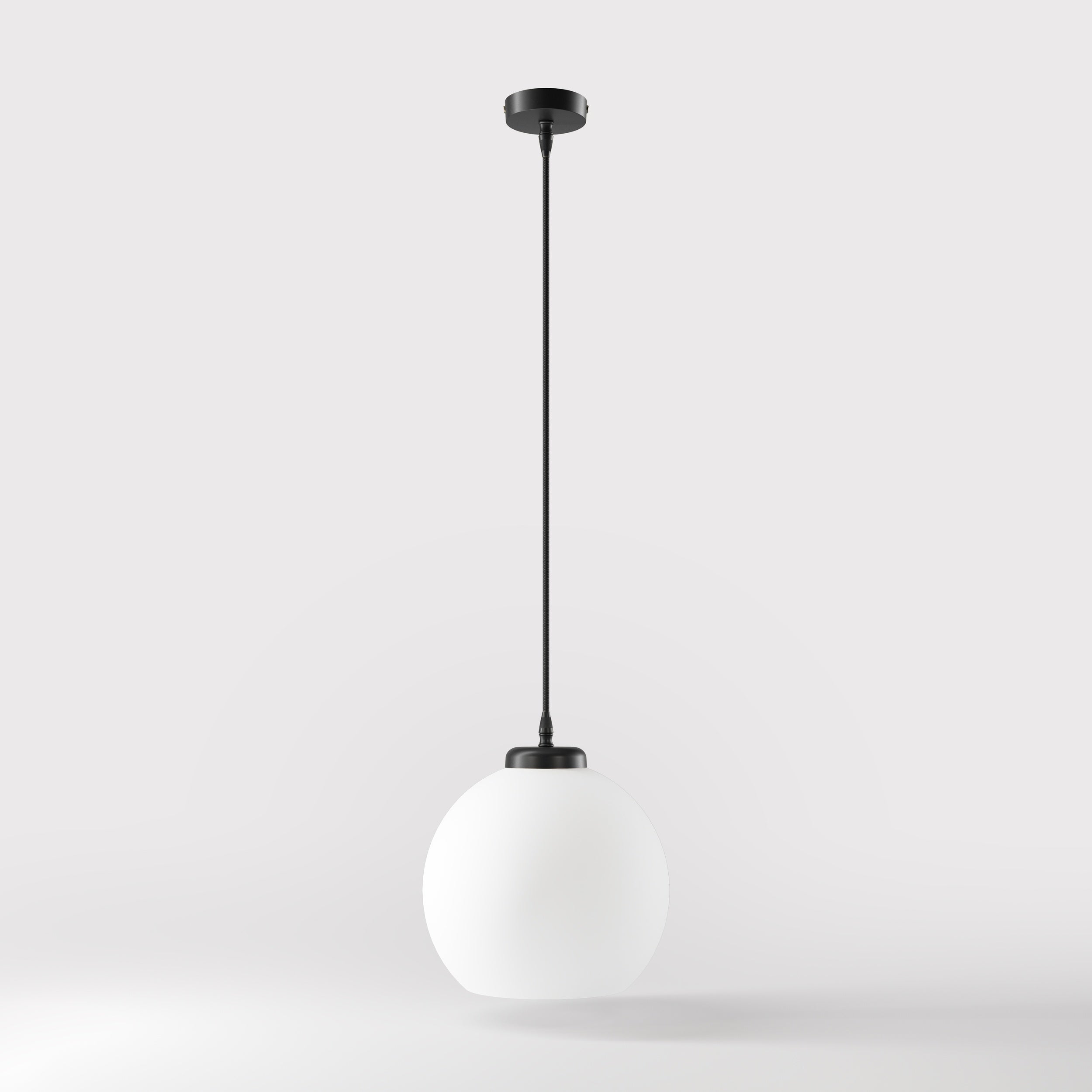Pendant lamp with opal glass globe, diffused lighting and contemporary design for stylish interiors - Finish: ONO Matt Black