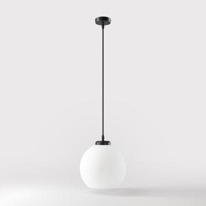 Pendant lamp with opal glass globe, diffused lighting and contemporary design for stylish interiors - Finish: ONO Matt Black