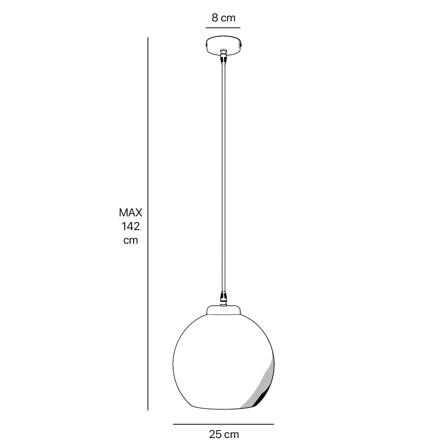 Pendant lamp with opal glass globe, diffused lighting and contemporary design for stylish interiors