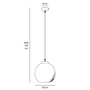 Pendant lamp with opal glass globe, diffused lighting and contemporary design for stylish interiors