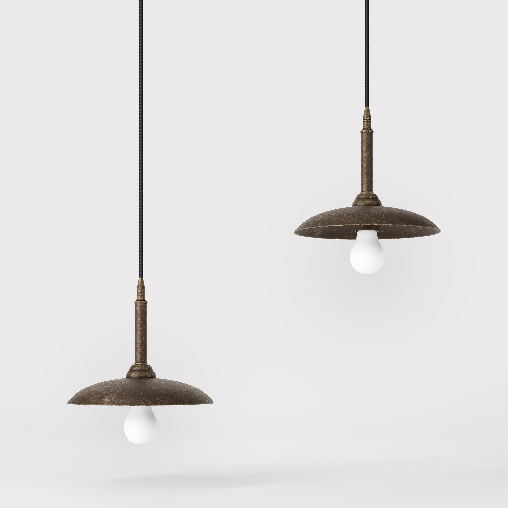 Vintage brass pendant lamp 25cm, adjustable height by Ghidini 1849 - Finish: OAS Antique Brass