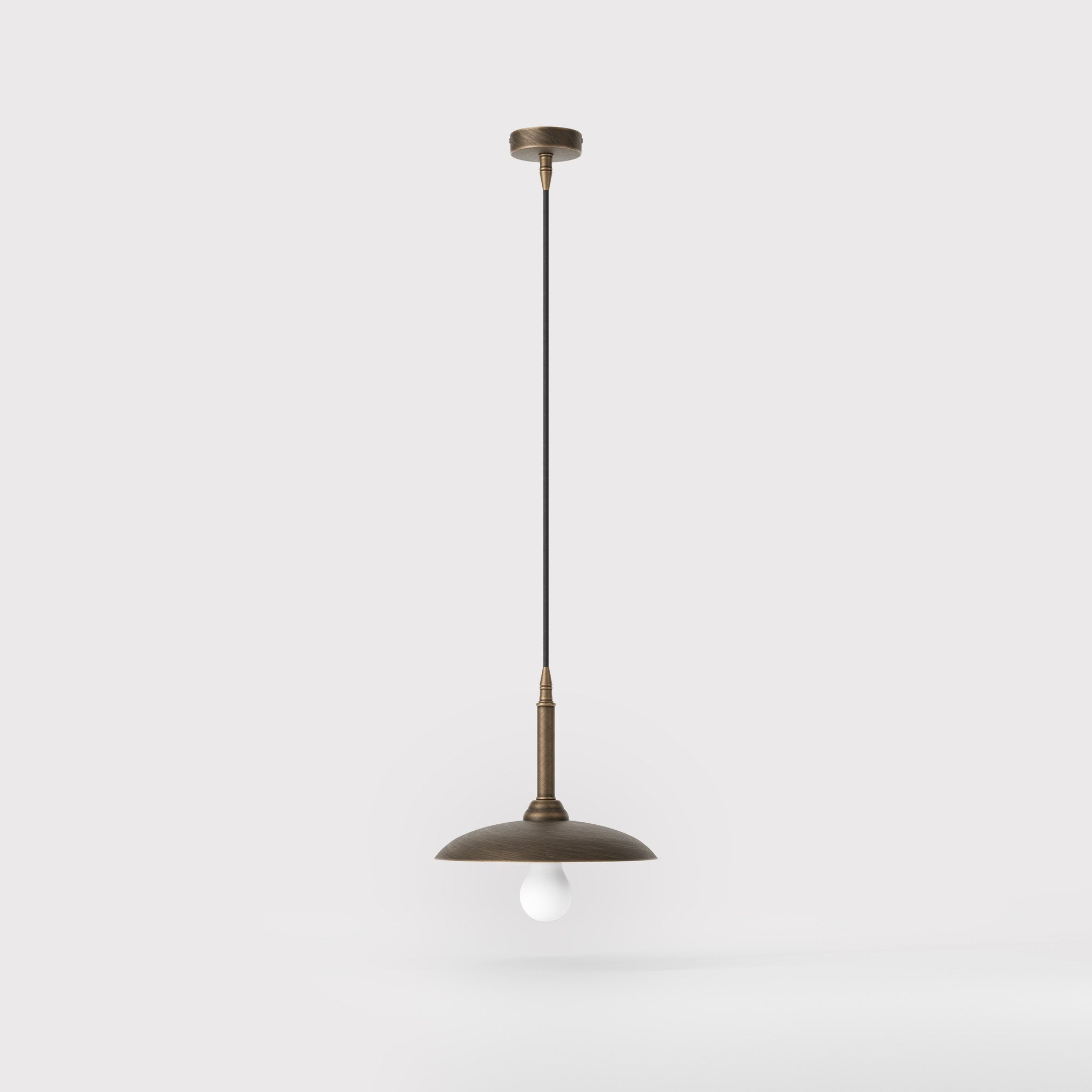 Vintage brass pendant lamp 25cm, adjustable height by Ghidini 1849 - Finish: OBM Bronze Satin Matt Brass