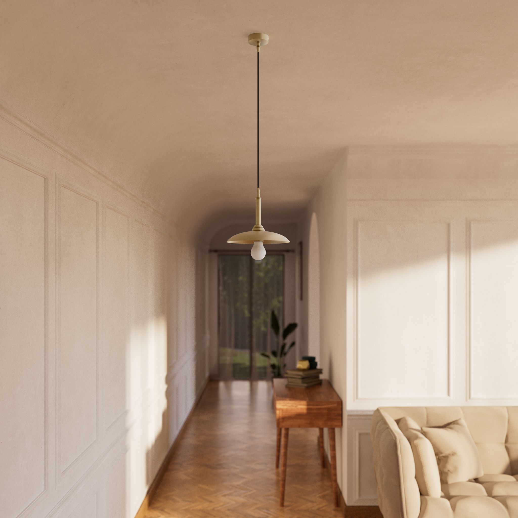 Vintage brass pendant lamp 25cm, adjustable height by Ghidini 1849 - Finish: OBV Bronze Satin Light Brass