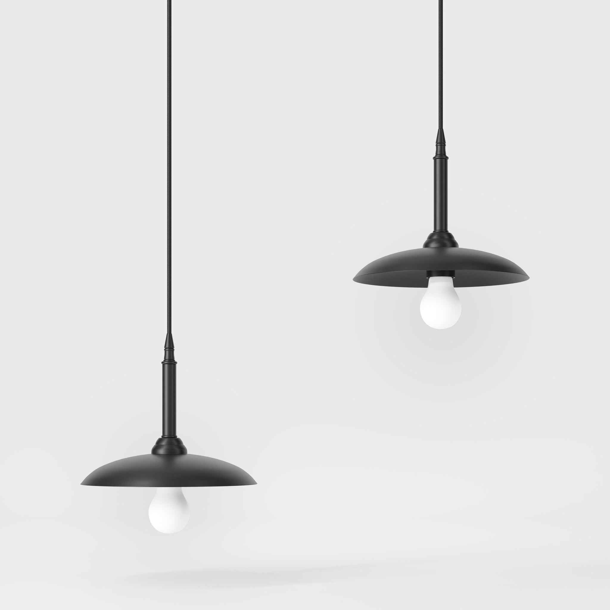 Vintage brass pendant lamp 25cm, adjustable height by Ghidini 1849 - Finish: ONO Matt Black
