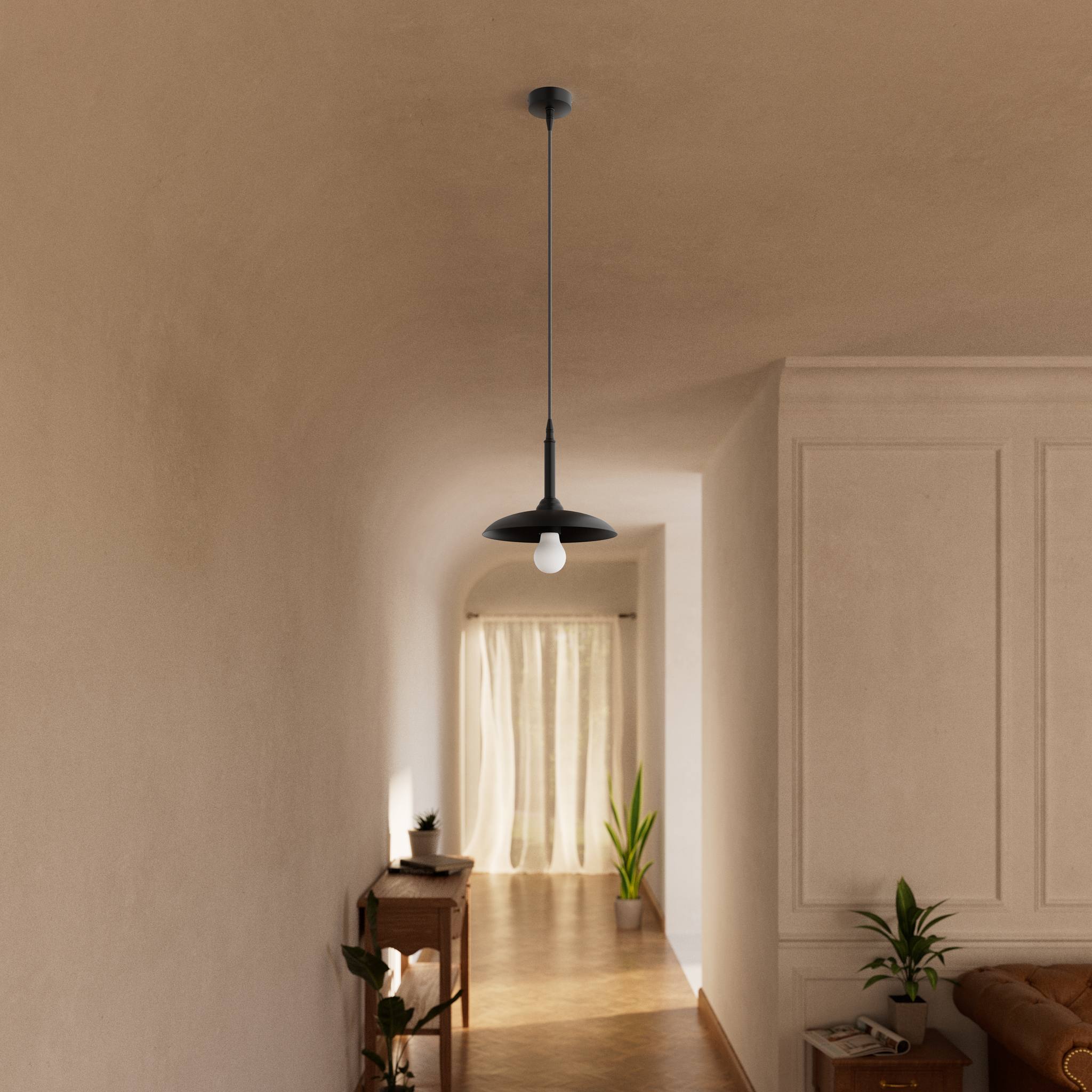 Vintage brass pendant lamp 25cm, adjustable height by Ghidini 1849 - Finish: ONO Matt Black