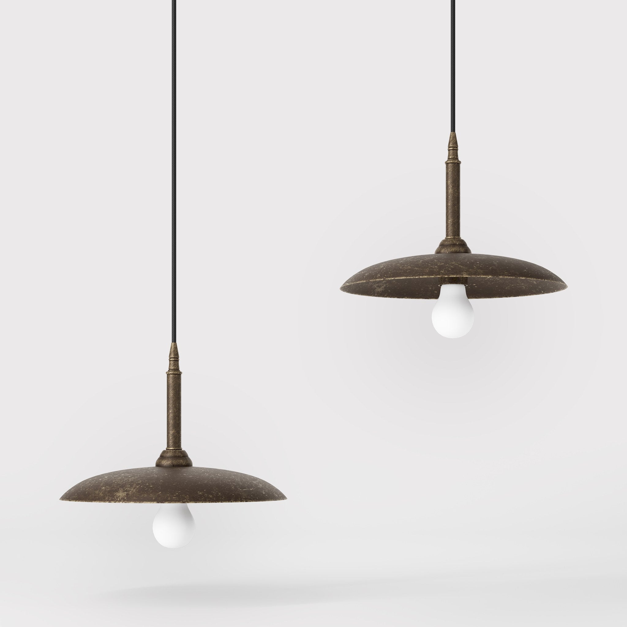 Vintage brass pendant lamp 30cm, adjustable height by Ghidini 1849 - Finish: OAS Antique Brass