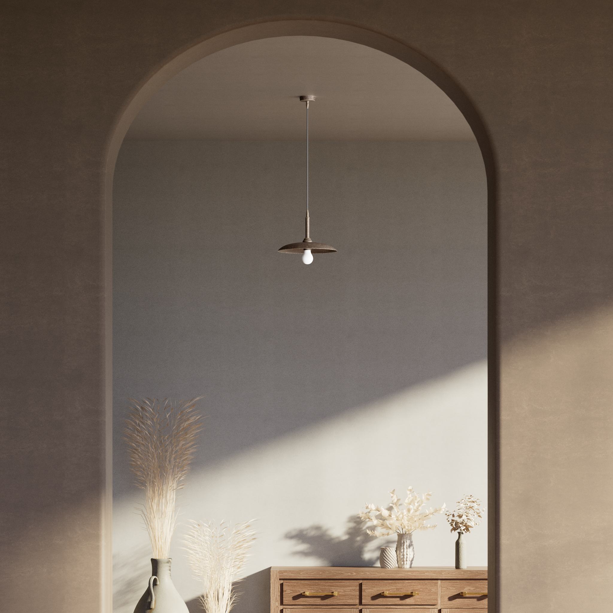 Vintage brass pendant lamp 30cm, adjustable height by Ghidini 1849 - Finish: OAS Antique Brass