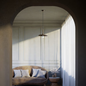 Vintage brass pendant lamp 30cm, adjustable height by Ghidini 1849 - Finish: OBM Bronze Satin Matt Brass
