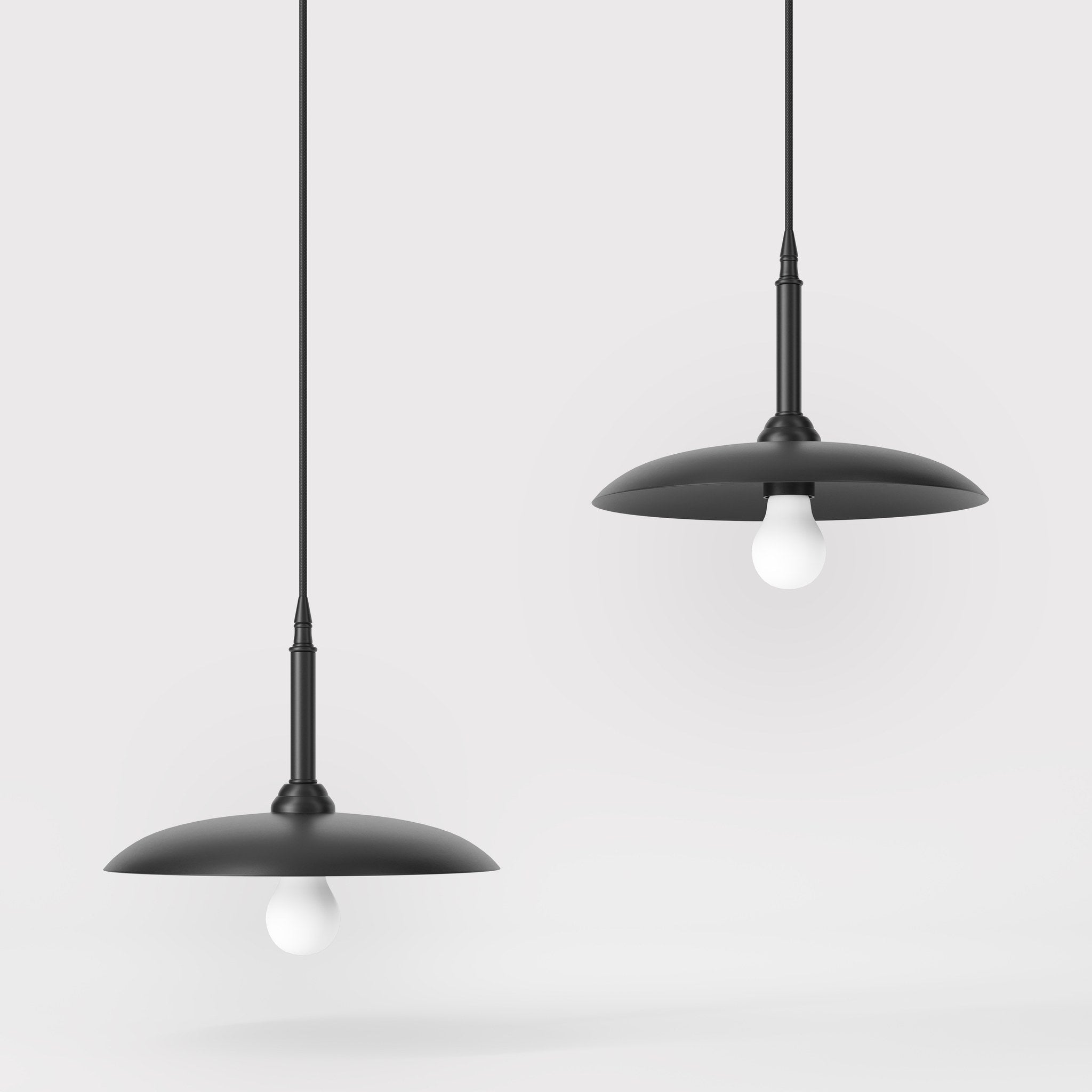 Vintage brass pendant lamp 30cm, adjustable height by Ghidini 1849 - Finish: ONO Matt Black