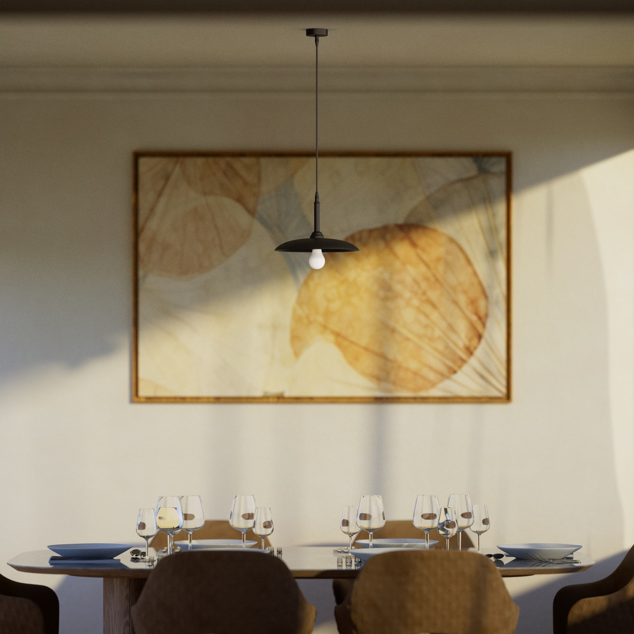 Vintage brass pendant lamp 30cm, adjustable height by Ghidini 1849 - Finish: ONO Matt Black