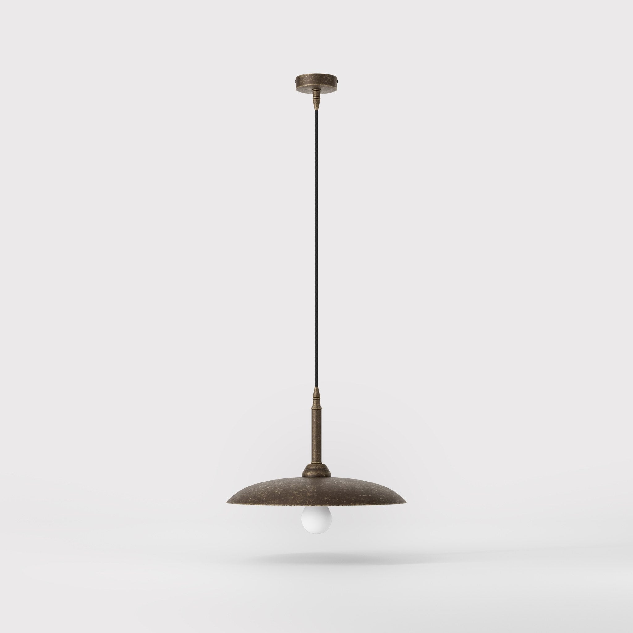 Brass pendant lamp with 35 cm shade, vintage style, perfect for refined interiors and elegant lighting design by Ghidini 1849 - Finish: OAS Antique Brass
