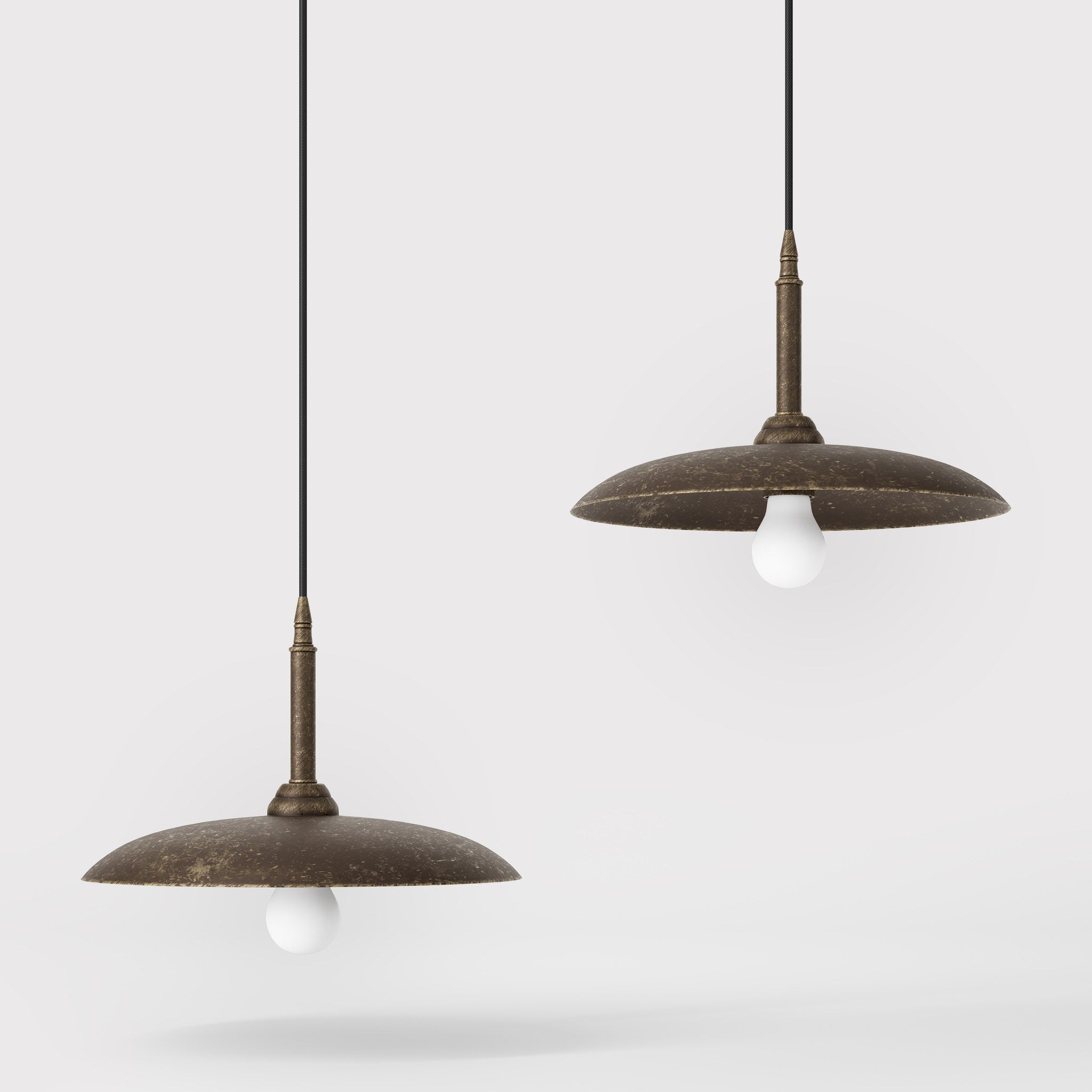 Brass pendant lamp with 35 cm shade, vintage style, perfect for refined interiors and elegant lighting design by Ghidini 1849 - Finish: OAS Antique Brass