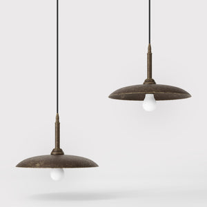 Brass pendant lamp with 35 cm shade, vintage style, perfect for refined interiors and elegant lighting design by Ghidini 1849 - Finish: OAS Antique Brass