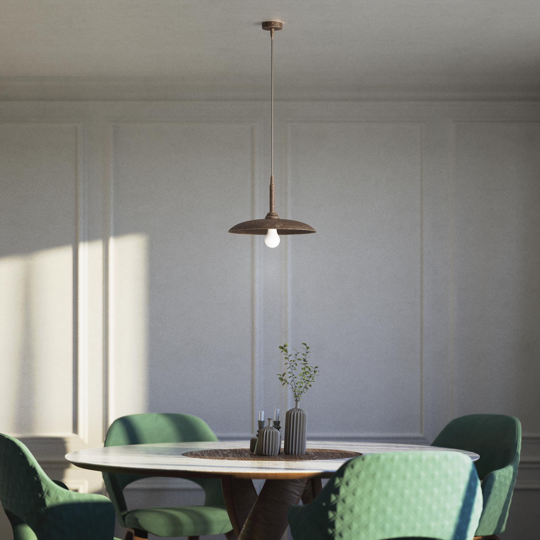 Brass pendant lamp with 35 cm shade, vintage style, perfect for refined interiors and elegant lighting design by Ghidini 1849 - Finish: OAS Antique Brass